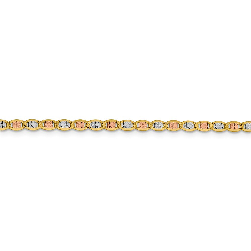 FJC Finejewelers 14 kt Tri Color Gold Link 2.75mm Pavé Valentino Chain 22 Inches x 2.75 mm