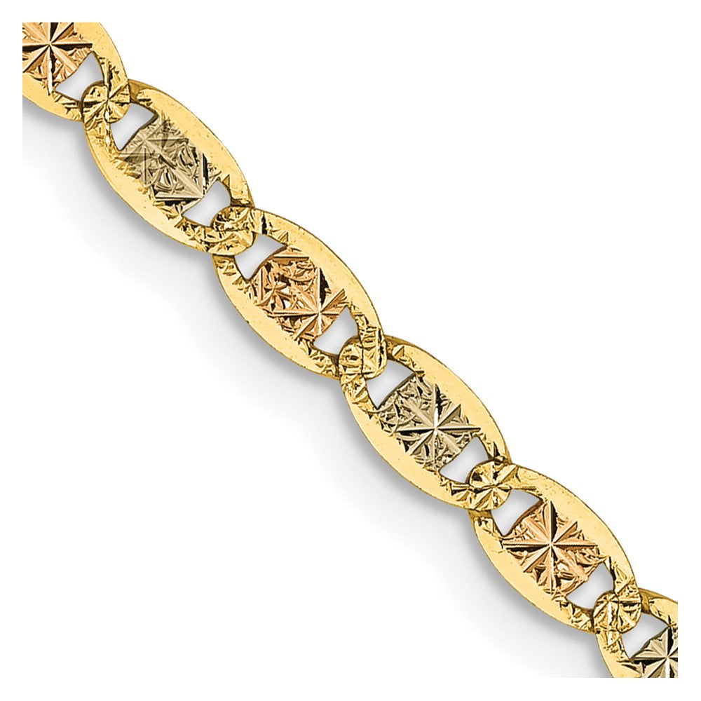 FJC Finejewelers 14 kt Tri Color Gold Link 2.75mm Pavé Valentino Chain 22 Inches x 2.75 mm