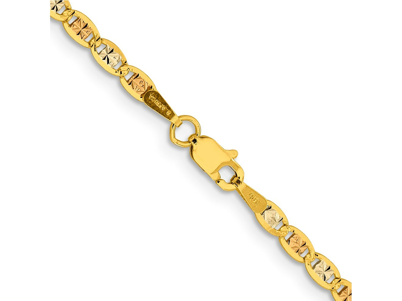 FJC Finejewelers 14 kt Tri Color Gold Link 2.75mm Pavé Valentino Chain 22 Inches x 2.75 mm