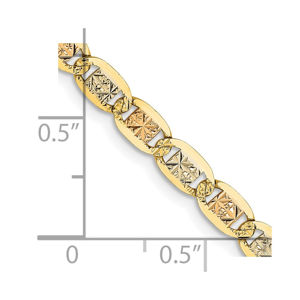 FJC Finejewelers 14 kt Tri Color Gold Link Tri-color Pavé Valentino Chain 26 Inches x 3.8 mm