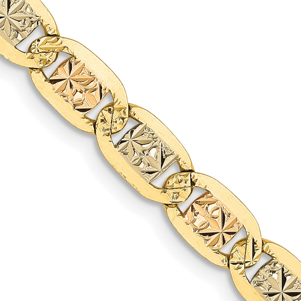 FJC Finejewelers 14 kt Tri Color Gold Link Tri-color Pavé Valentino Chain 22 Inches x 4.65 mm