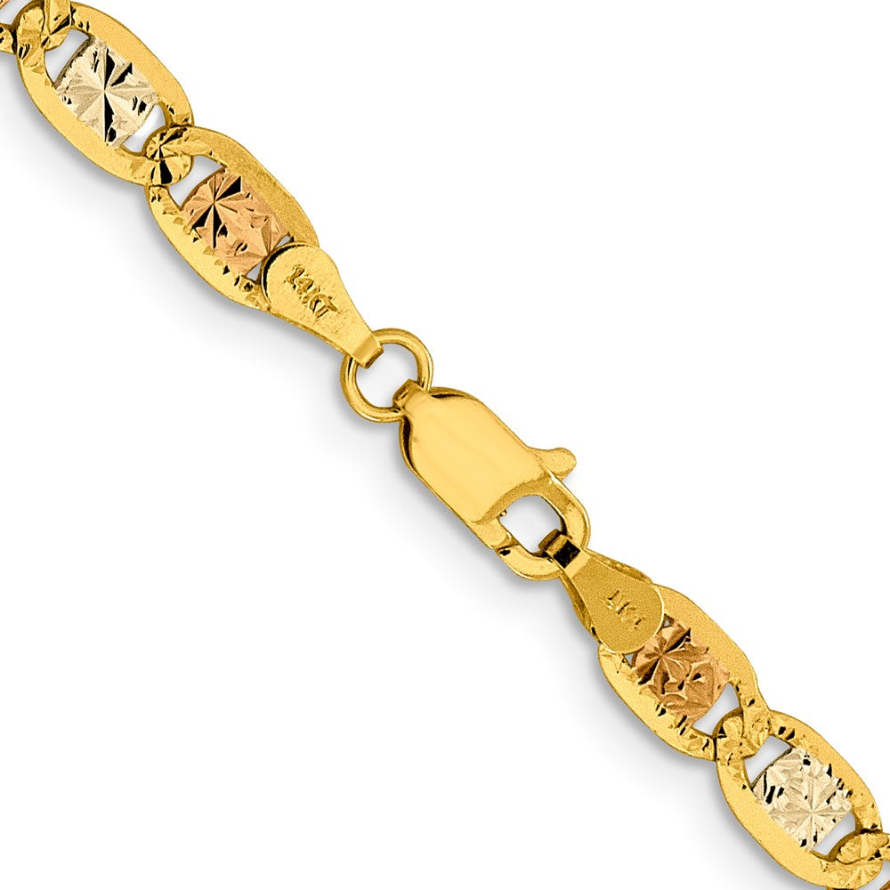 FJC Finejewelers 14 kt Tri Color Gold Link Tri-color Pavé Valentino Chain 22 Inches x 4.65 mm