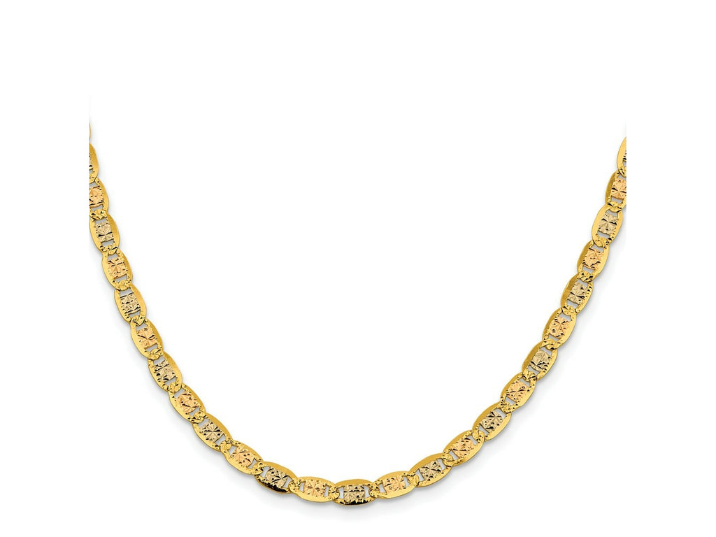 FJC Finejewelers 14 kt Tri Color Gold Link Tri-color Pavé Valentino Chain 22 Inches x 4.65 mm