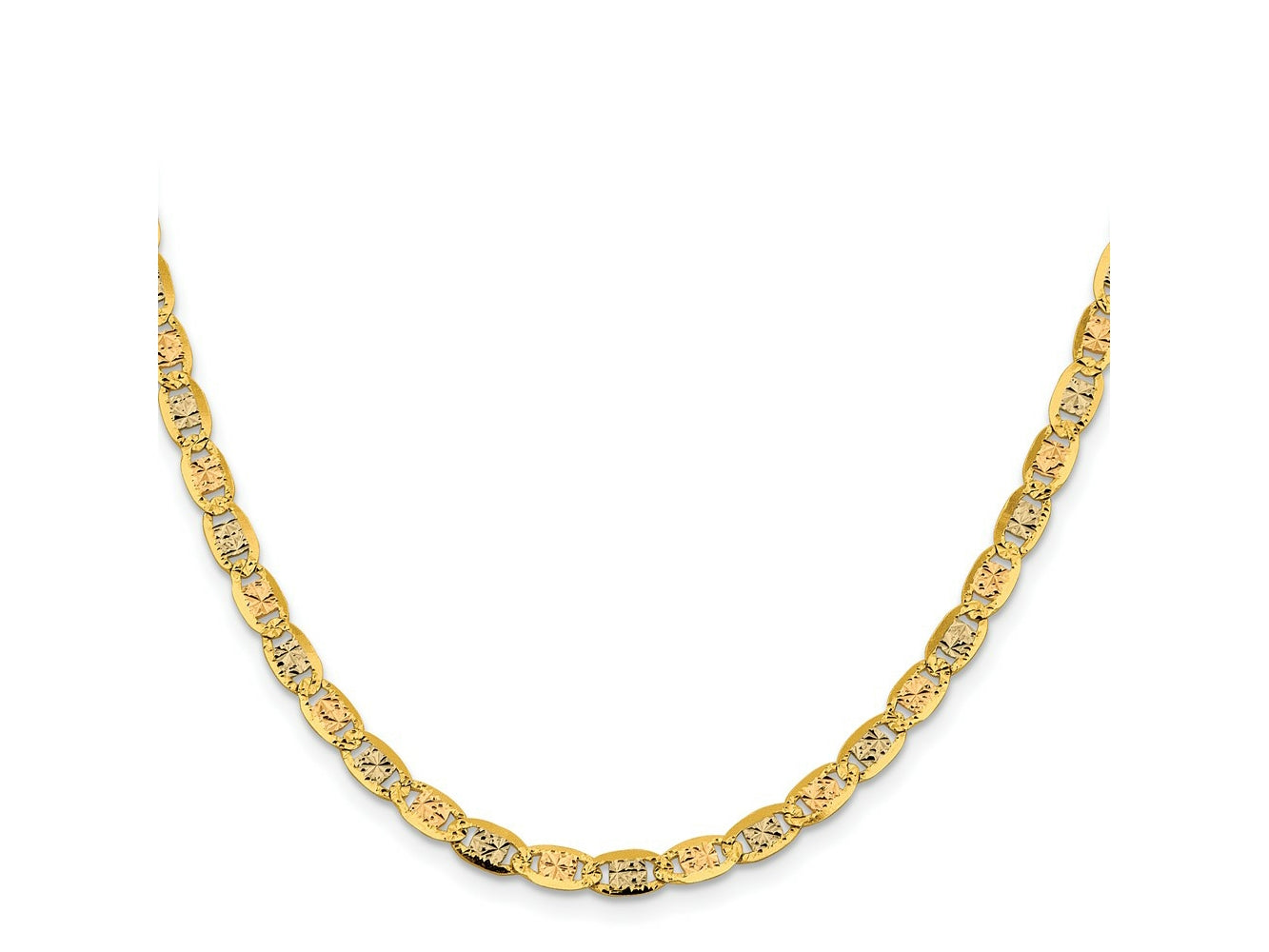 FJC Finejewelers 14 kt Tri Color Gold Link Tri-color Pavé Valentino Chain 22 Inches x 4.65 mm