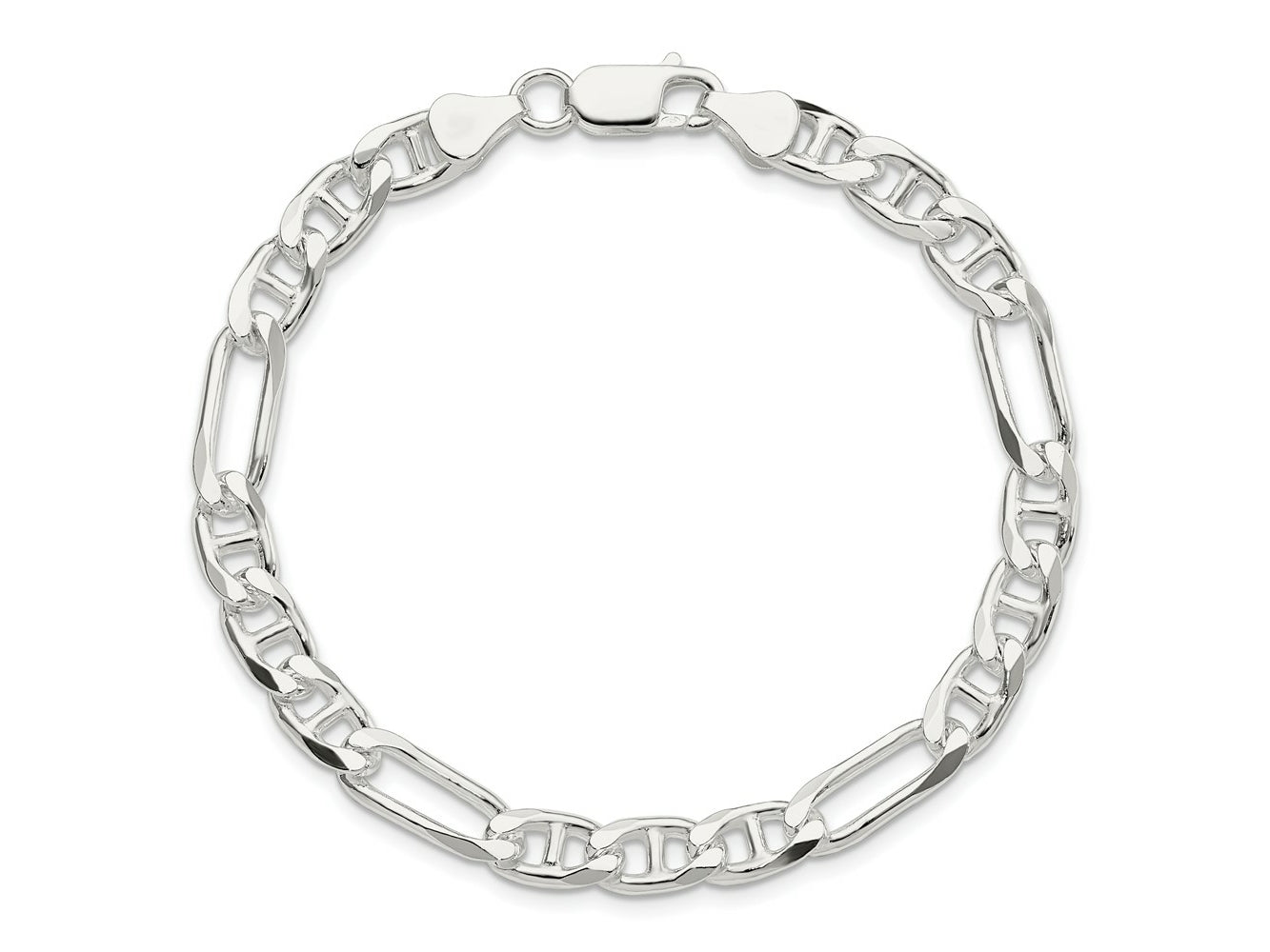 FJC Finejewelers 925 Sterling Silver Figaro Anchor Bracelet Chain 8 Inches x 6.5 mm