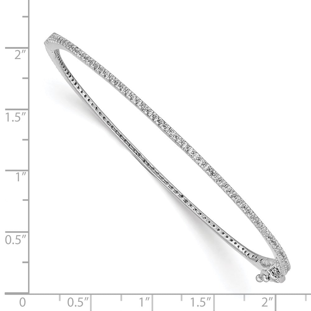 FJC Finejewelers 925 Sterling Silver Rhodium Plated CZ Hinged Bangle 1.55 mm