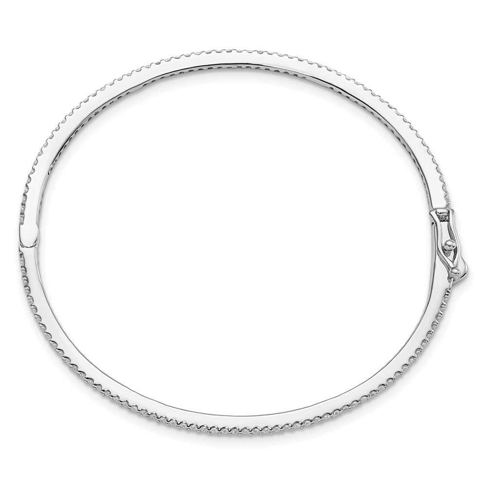FJC Finejewelers 925 Sterling Silver Rhodium Plated CZ Hinged Bangle 1.55 mm