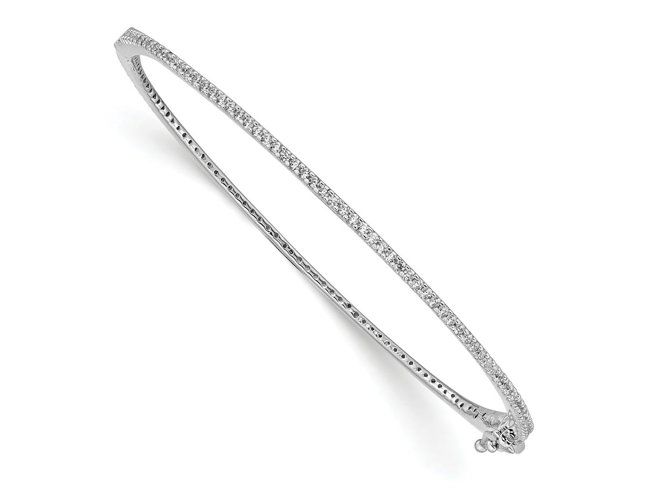 FJC Finejewelers 925 Sterling Silver Rhodium Plated CZ Hinged Bangle 1.55 mm