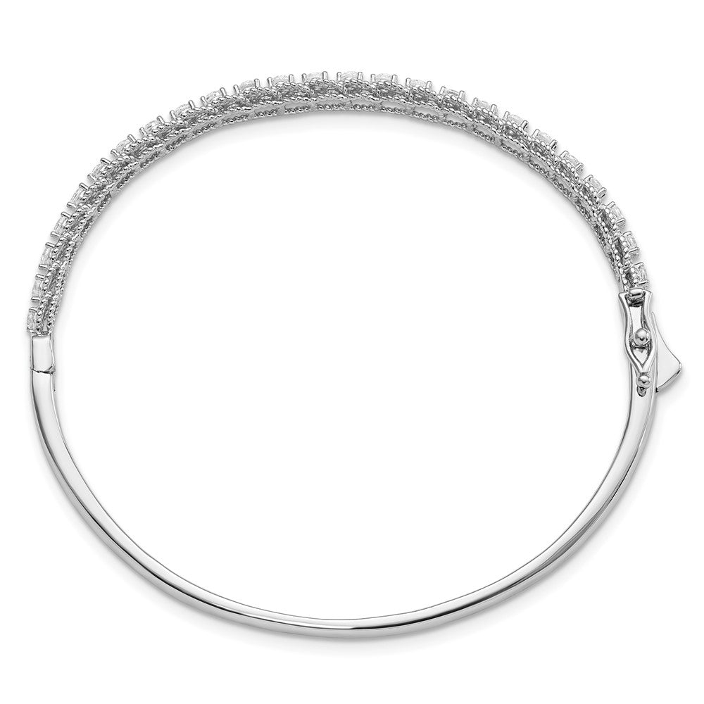 FJC Finejewelers 925 Sterling Silver Rhodium Plated CZ Hinged Bangle 4.27 mm