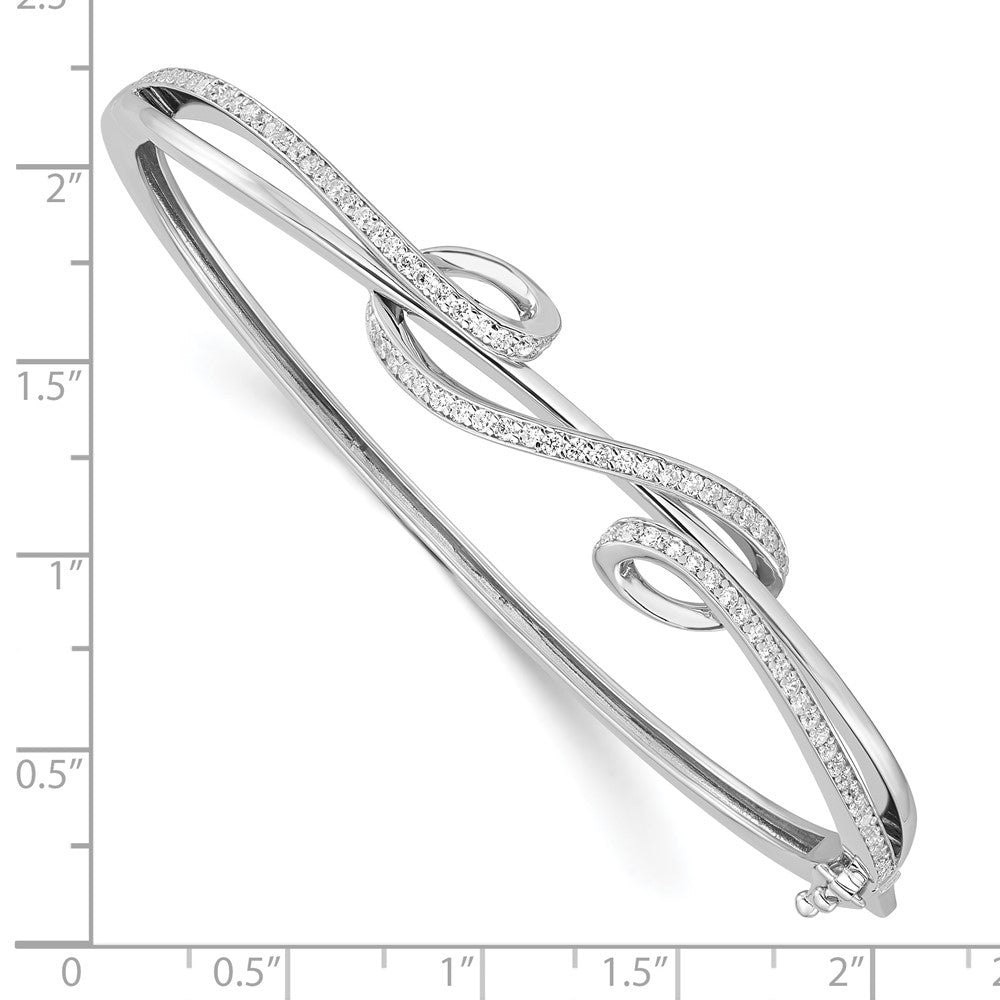 FJC Finejewelers 925 Sterling Silver Rhodium Plated CZ Polished Bangle 9.3 mm