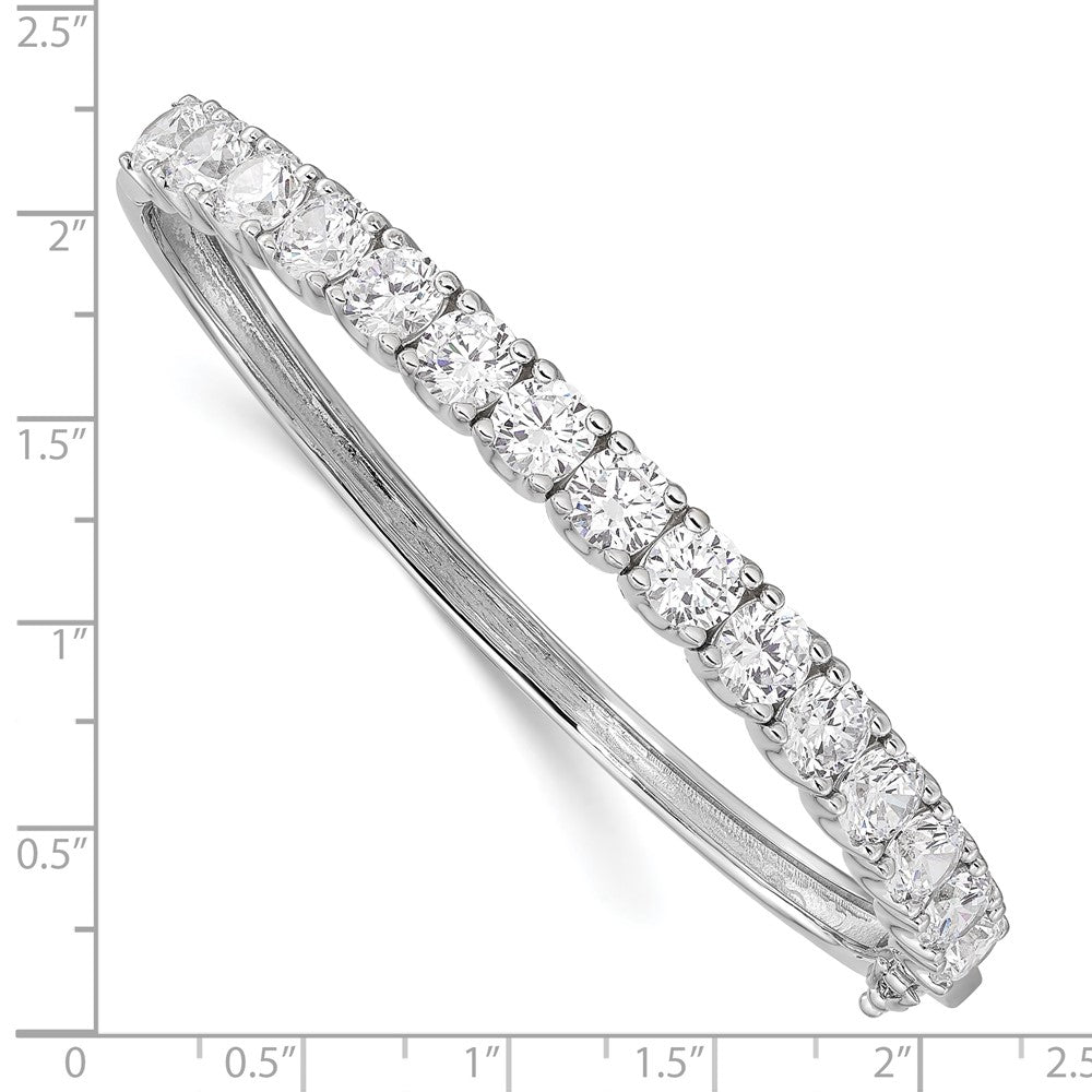 FJC Finejewelers 925 Sterling Silver Rhodium Plated CZ Hinged Bangle 6.2 mm