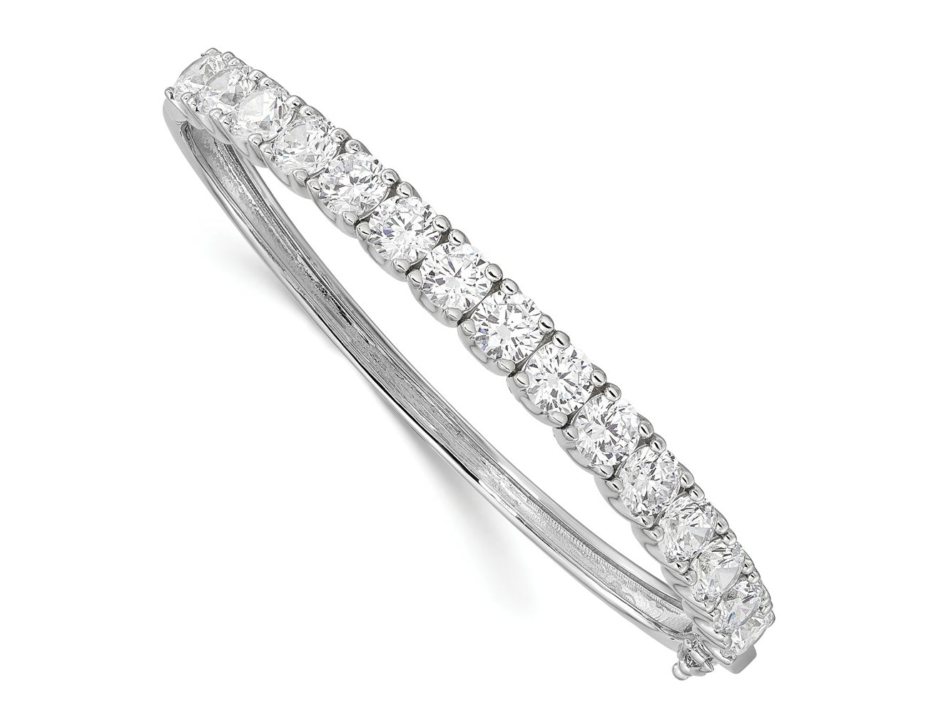 FJC Finejewelers 925 Sterling Silver Rhodium Plated CZ Hinged Bangle 6.2 mm
