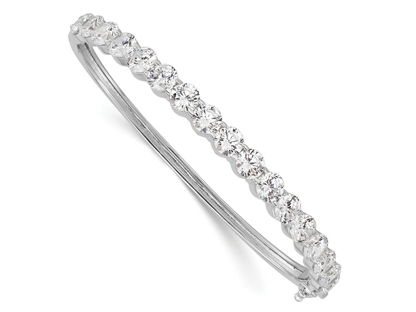 FJC Finejewelers 925 Sterling Silver Rhodium Plated CZ Hinged Bangle 5.4 mm
