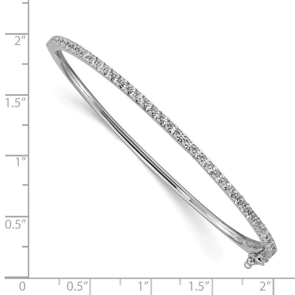 FJC Finejewelers 925 Sterling Silver Rhodium Plated CZ Hinged Bangle 2 mm