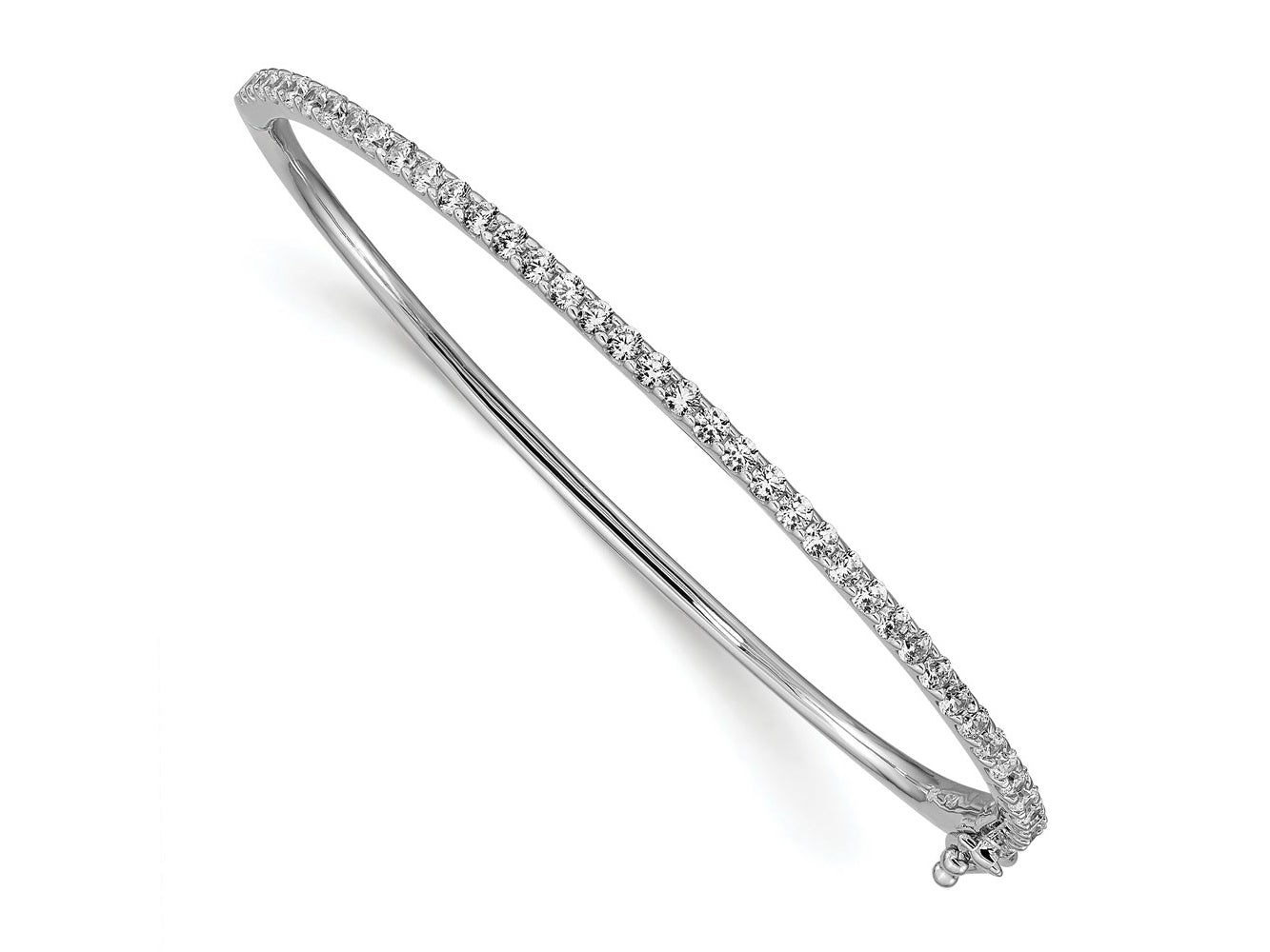 FJC Finejewelers 925 Sterling Silver Rhodium Plated CZ Hinged Bangle 2 mm