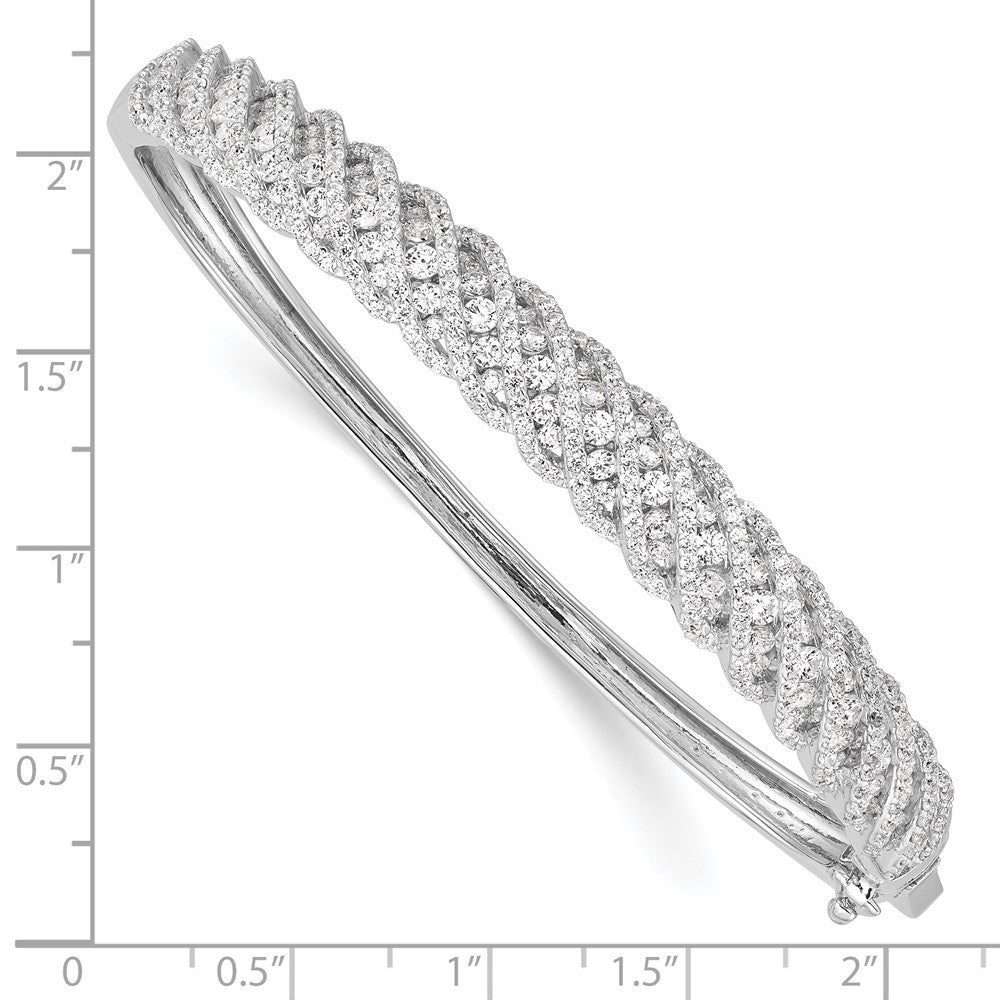 FJC Finejewelers 925 Sterling Silver Rhodium Plated CZ Hinged Bangle 8.3 mm