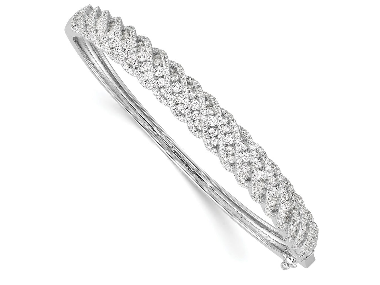 FJC Finejewelers 925 Sterling Silver Rhodium Plated CZ Hinged Bangle 8.3 mm