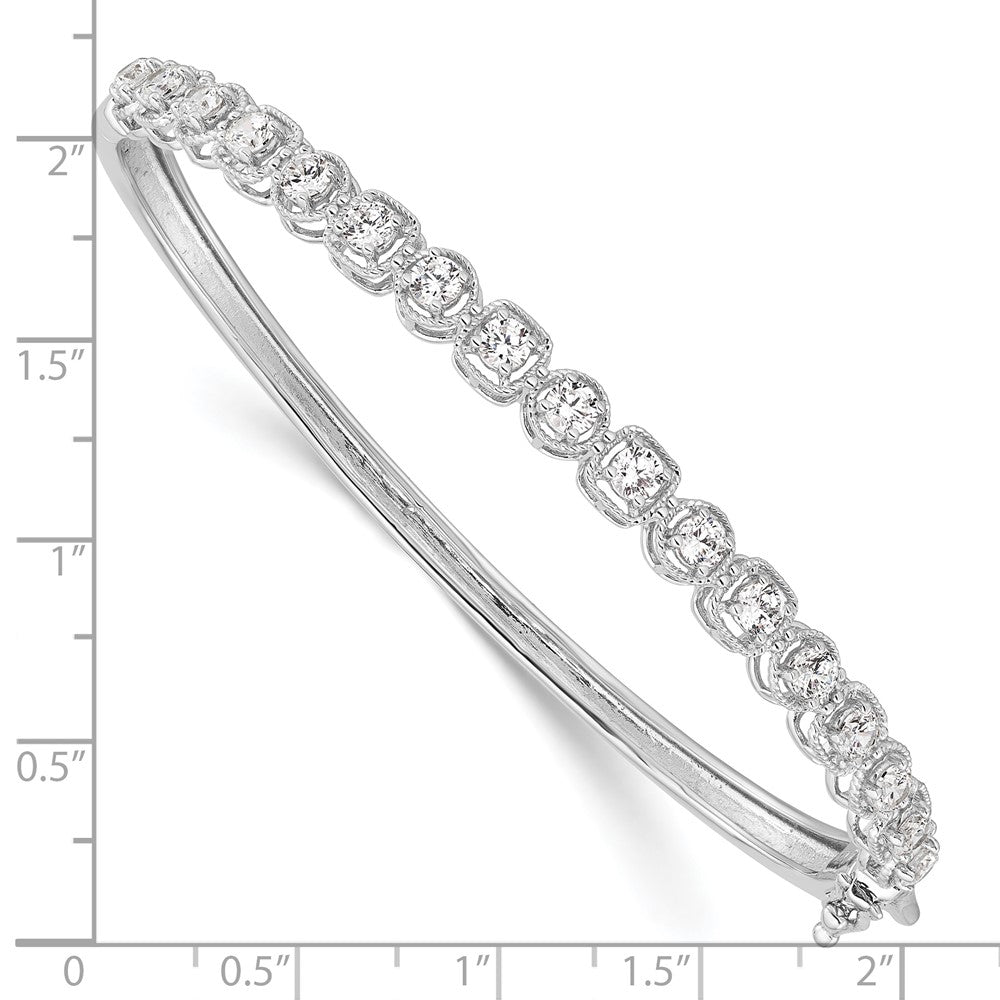 FJC Finejewelers 925 Sterling Silver Rhodium Plated CZ Hinged Bangle 5.1 mm