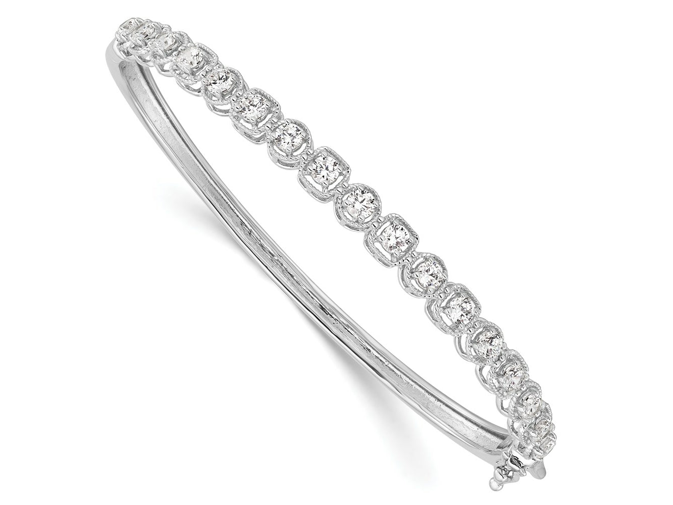 FJC Finejewelers 925 Sterling Silver Rhodium Plated CZ Hinged Bangle 5.1 mm