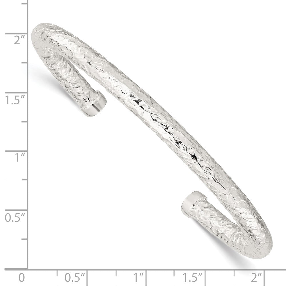 FJC Finejewelers 925 Sterling Silver Polished Textured Cuff Bangle