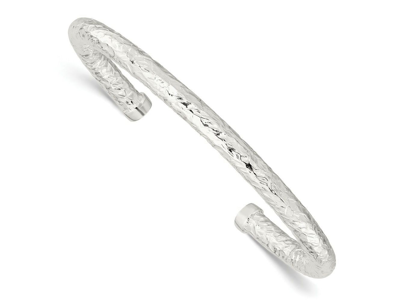FJC Finejewelers 925 Sterling Silver Polished Textured Cuff Bangle