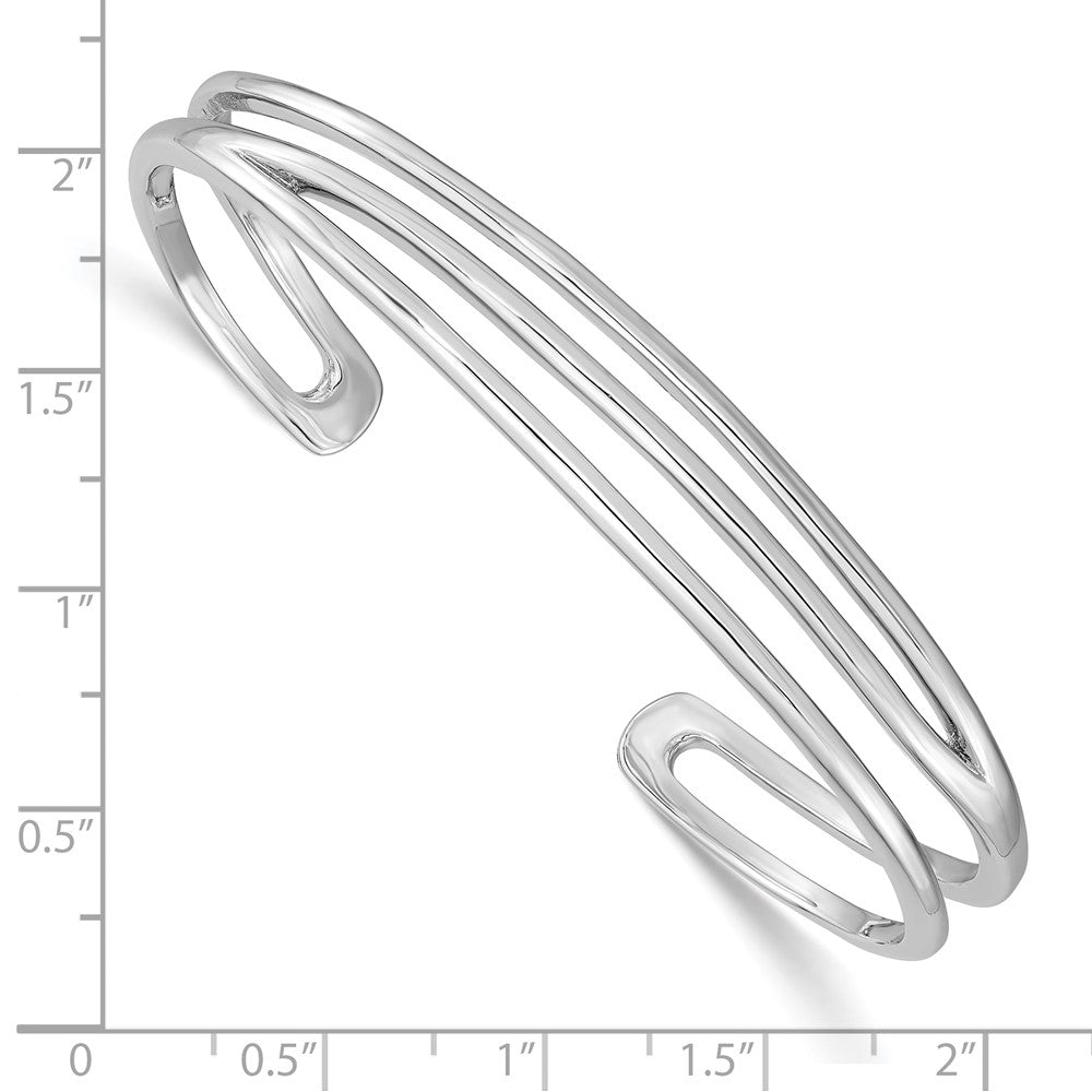 FJC Finejewelers 925 Sterling Silver Fancy d Polished Three Line Cuff Bangle 7.75 Inches x 10.75 mm