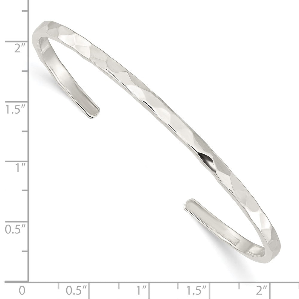 FJC Finejewelers 925 Sterling Silver Fancy Polished Hammered Cuff Bangle 8 Inches x 3.5 mm
