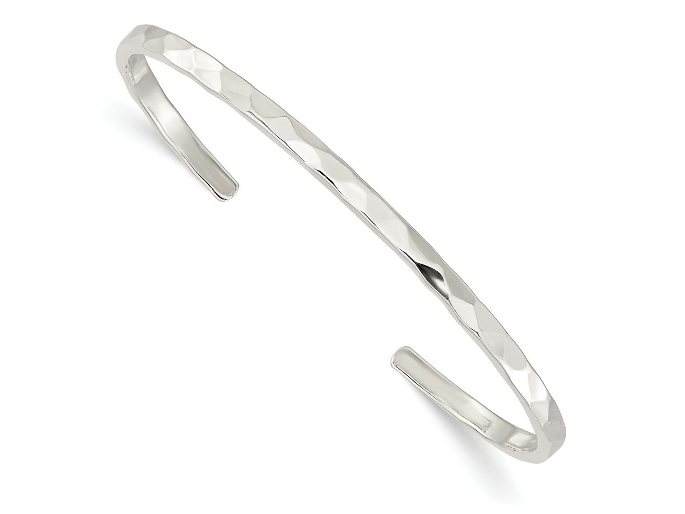 FJC Finejewelers 925 Sterling Silver Fancy Polished Hammered Cuff Bangle 8 Inches x 3.5 mm