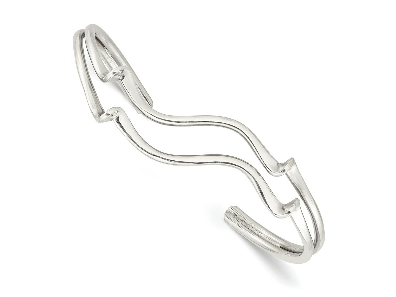FJC Finejewelers 925 Sterling Silver Polished Wavy Cuff Bangle 7.5 Inches x 14 mm