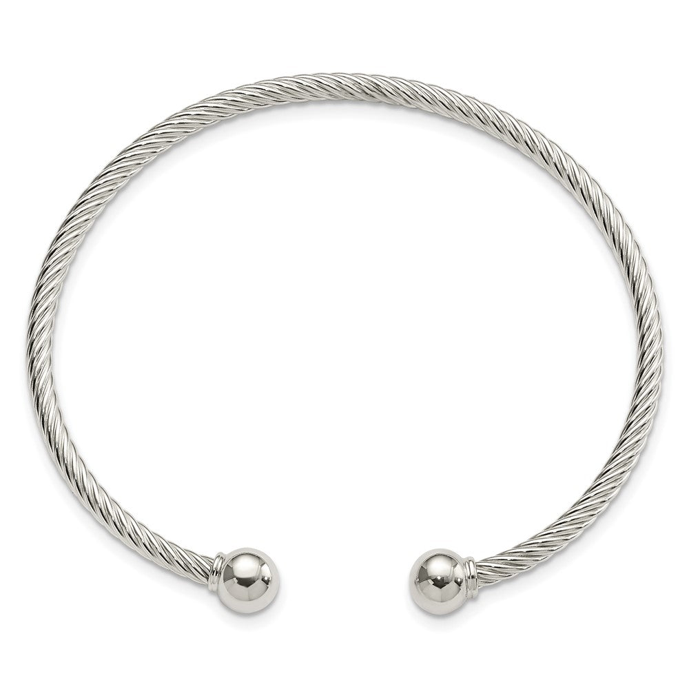 FJC Finejewelers 925 Sterling Silver Polished Twisted with 1 Thread Ball Cuff Bangle 7.75 Inches x 6.8 mm