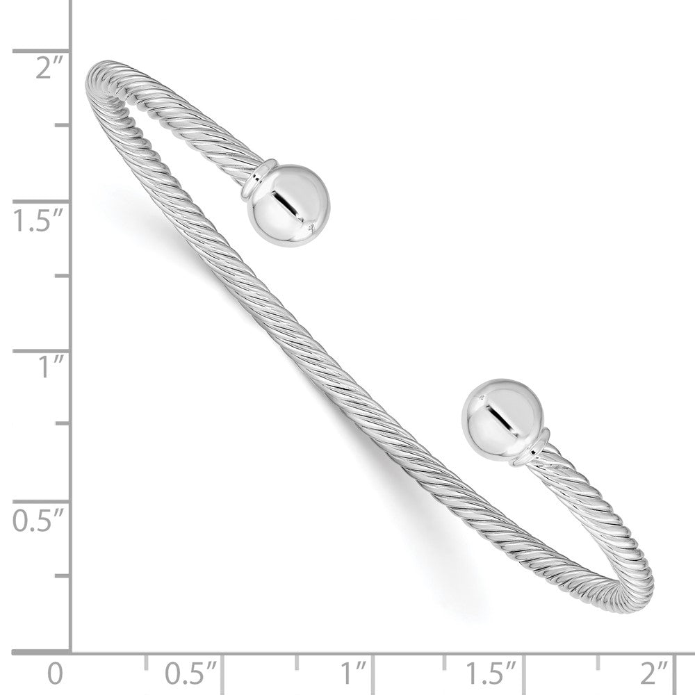 FJC Finejewelers 925 Sterling Silver Fancy Twisted with 1 Thread Ball Cuff Bangle 7.5 Inches x 7 mm
