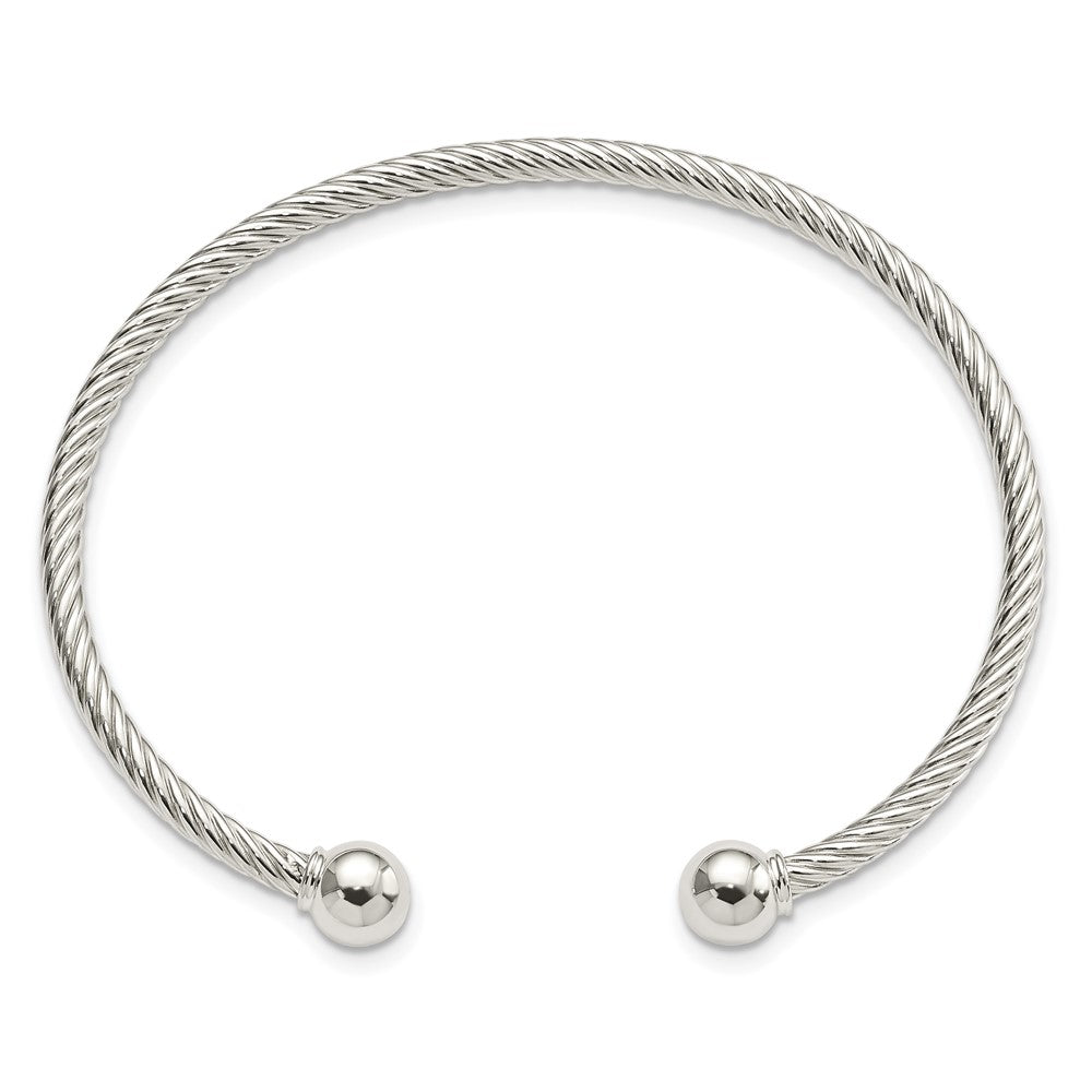 FJC Finejewelers 925 Sterling Silver Fancy Twisted with 1 Thread Ball Cuff Bangle 7.5 Inches x 7 mm