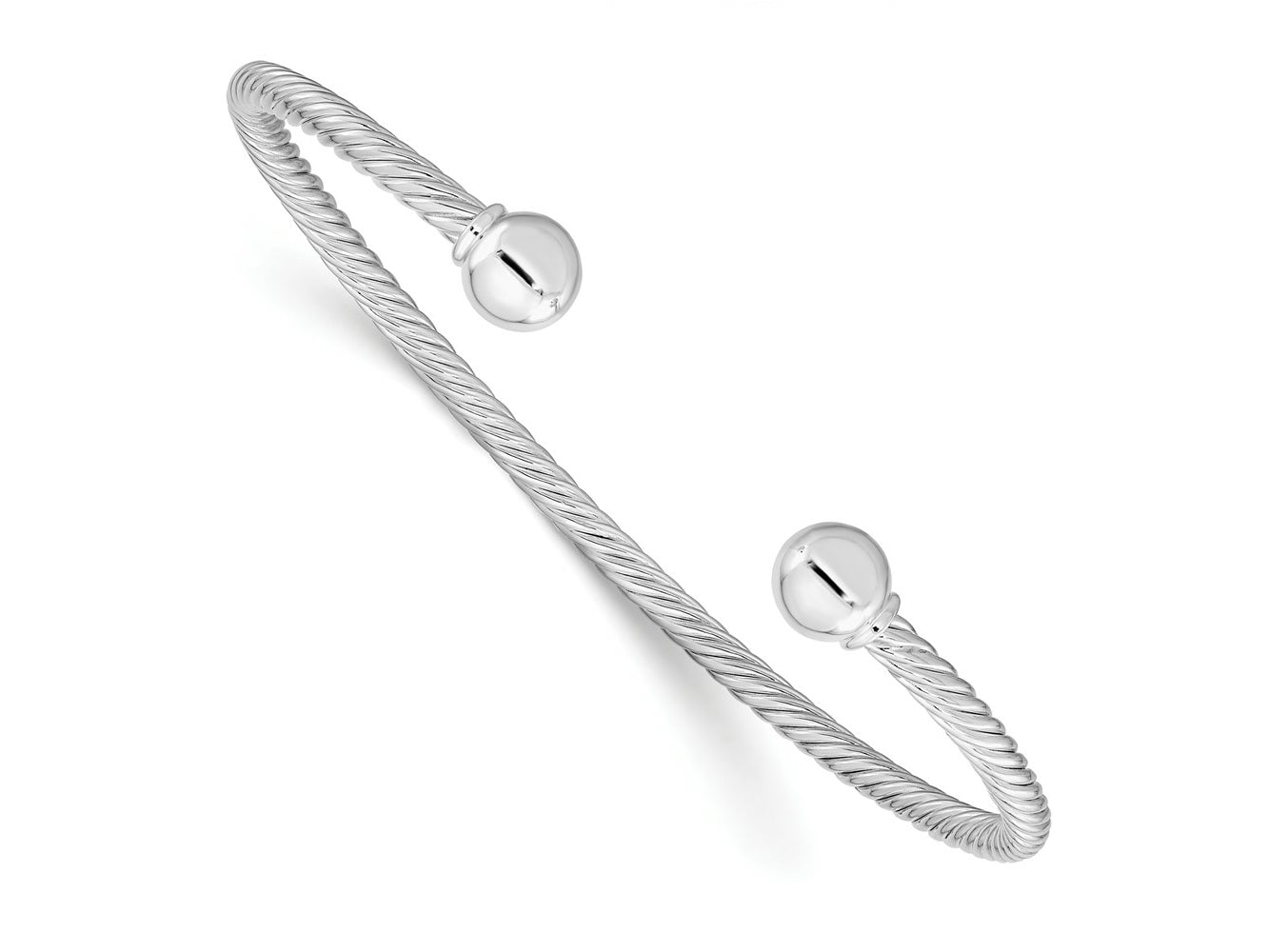 FJC Finejewelers 925 Sterling Silver Fancy Twisted with 1 Thread Ball Cuff Bangle 7.5 Inches x 7 mm