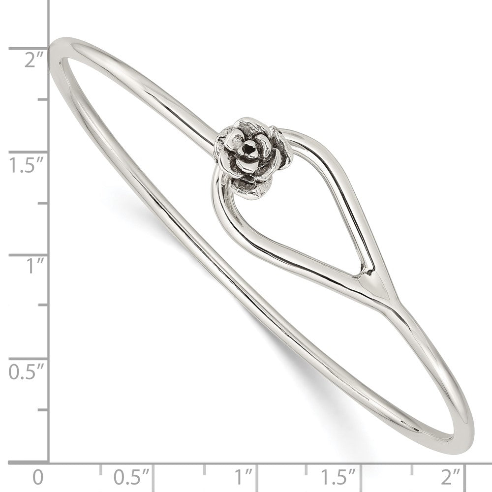 FJC Finejewelers 925 Sterling Silver Polished Flower Catch Bangle 2.38 mm