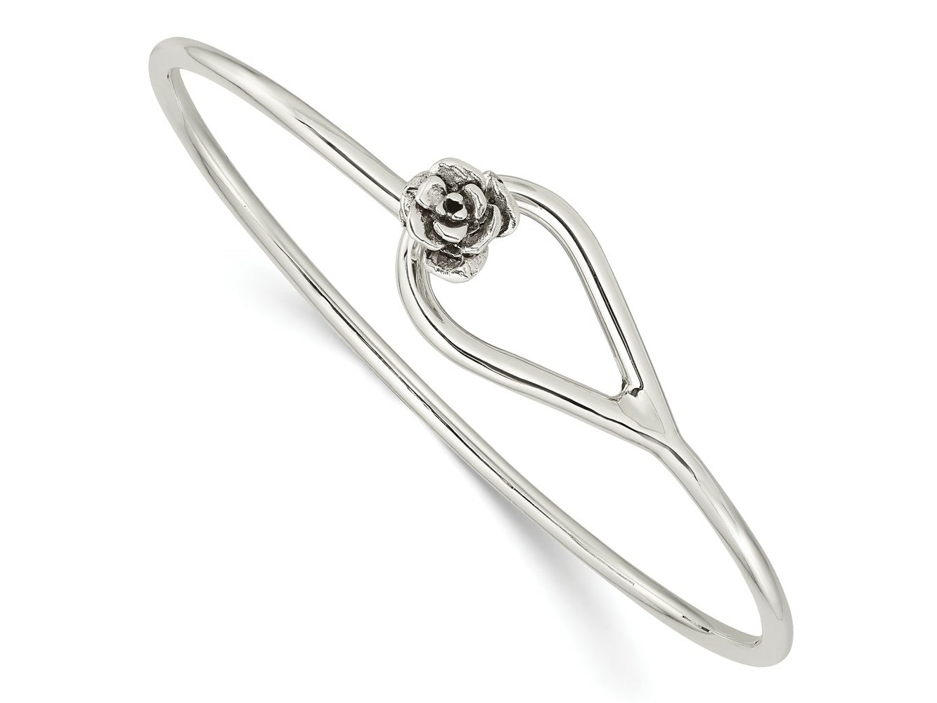 FJC Finejewelers 925 Sterling Silver Polished Flower Catch Bangle 2.38 mm