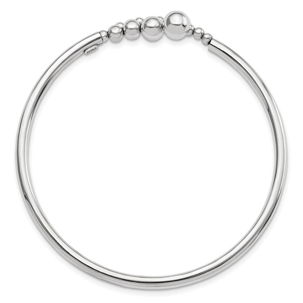 FJC Finejewelers 925 Sterling Silver Rhodium Plated Polished Beaded Flexible Bangle 2.95 mm