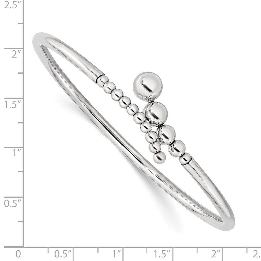 FJC Finejewelers 925 Sterling Silver Rhodium Plated Polished Beaded Flexible Bangle 2.95 mm