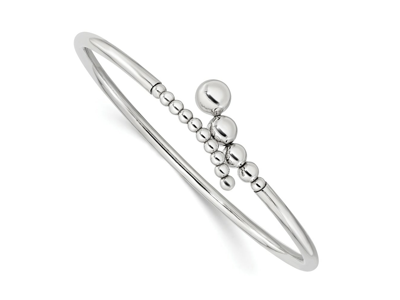 FJC Finejewelers 925 Sterling Silver Rhodium Plated Polished Beaded Flexible Bangle 2.95 mm