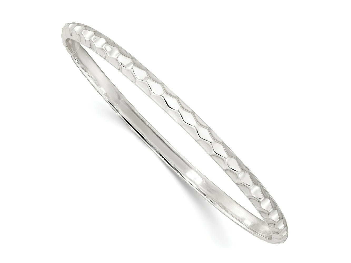 FJC Finejewelers 925 Sterling Silver Textured Slip-on Bangle 4 mm