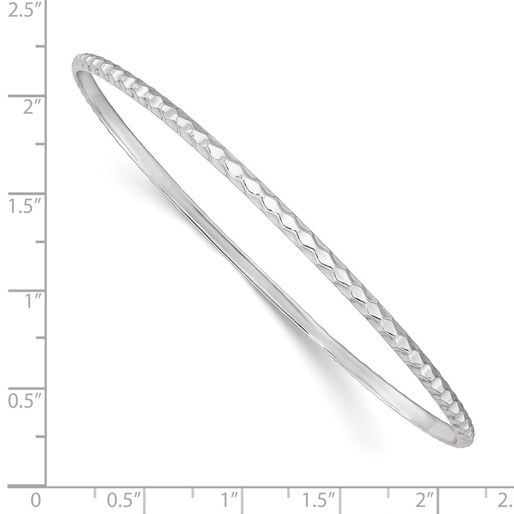 FJC Finejewelers 925 Sterling Silver Polished Textured Slip-on Bangle 2.5 mm