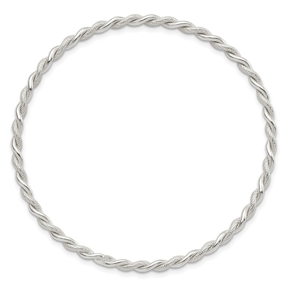 FJC Finejewelers 925 Sterling Silver Polished and Textured Twisted Slip-on Bangle 8 Inches x 3 mm
