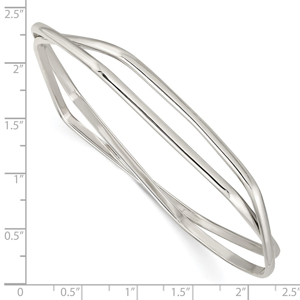 FJC Finejewelers 925 Sterling Silver Polished 2 Hexagon Shape Slip On Bangle 2.75 mm