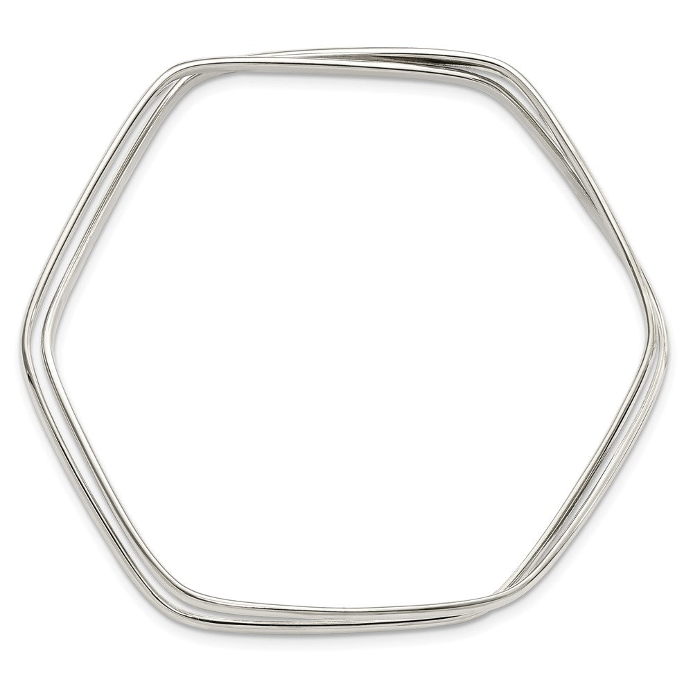 FJC Finejewelers 925 Sterling Silver Polished 2 Hexagon Shape Slip On Bangle 2.75 mm