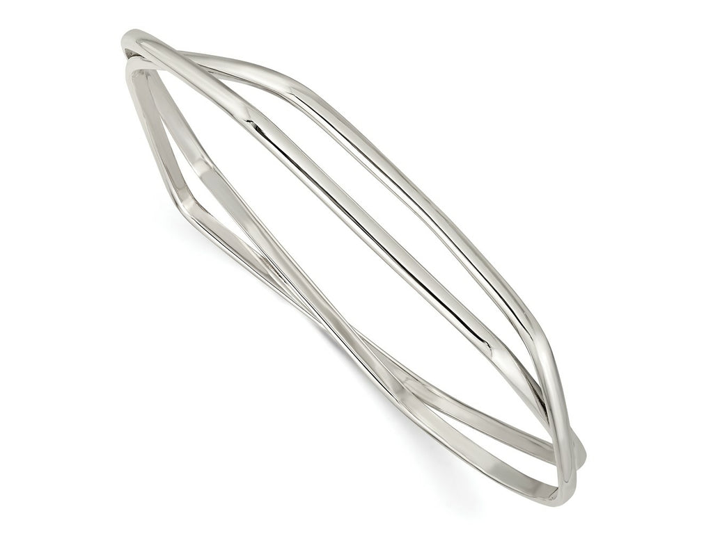 FJC Finejewelers 925 Sterling Silver Polished 2 Hexagon Shape Slip On Bangle 2.75 mm
