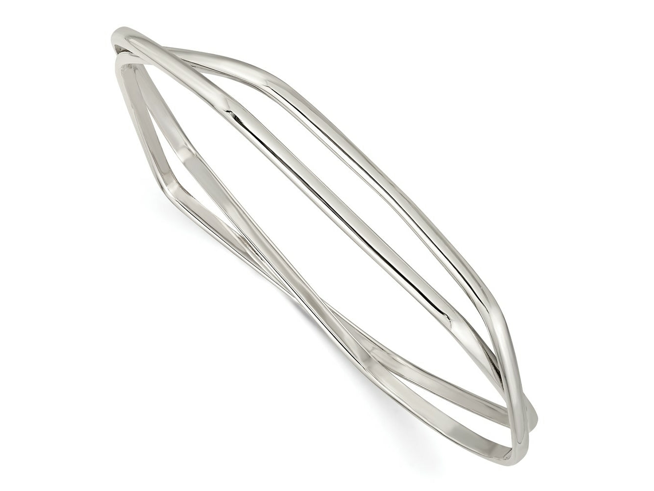 FJC Finejewelers 925 Sterling Silver Polished 2 Hexagon Shape Slip On Bangle 2.75 mm