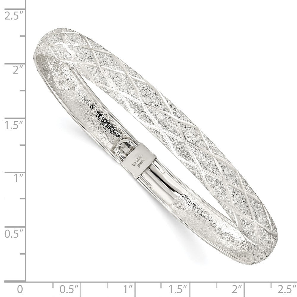 FJC Finejewelers 925 Sterling Silver Laser-cut X-Design Oval Flexible Bangle 7.5 mm