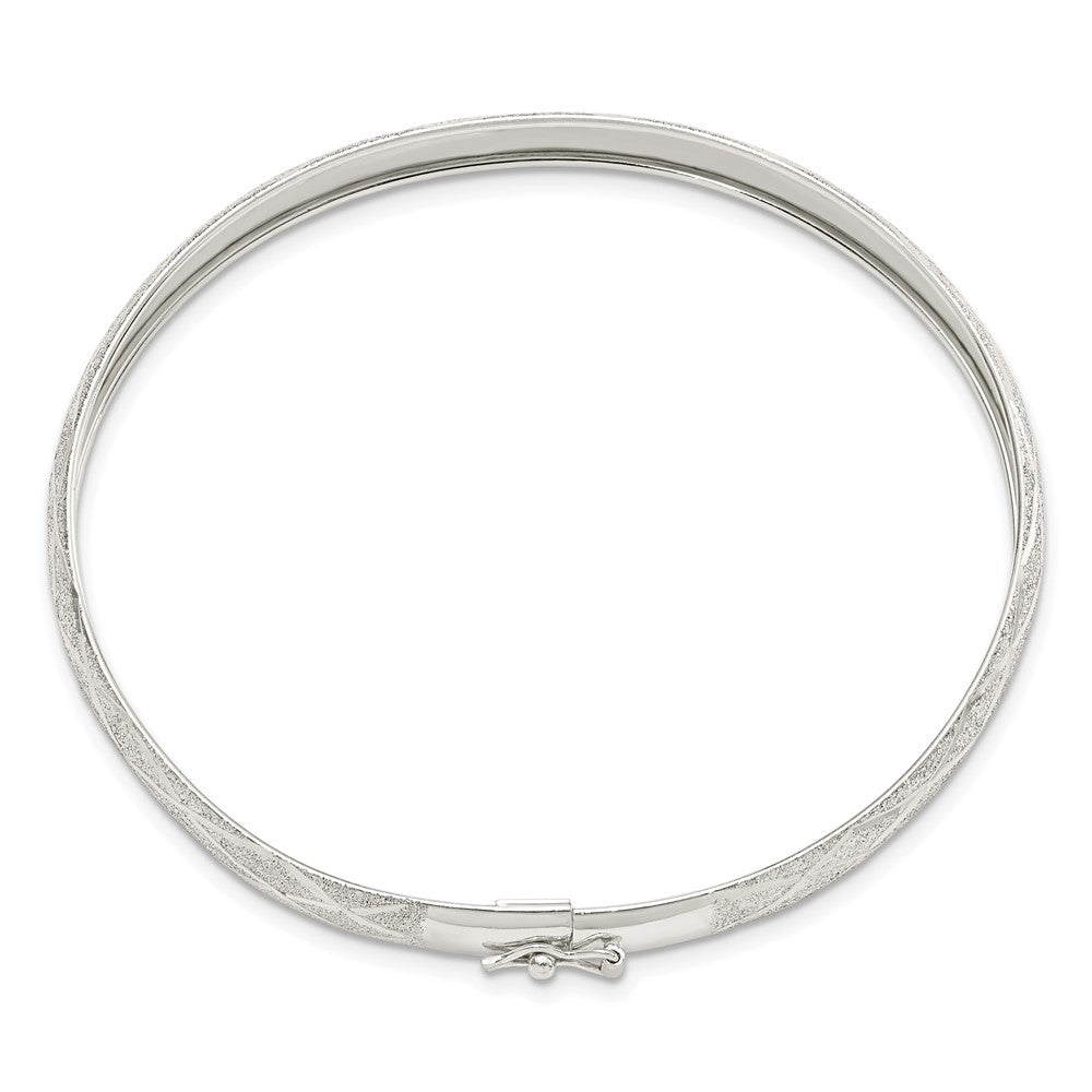 FJC Finejewelers 925 Sterling Silver Laser-cut X-Design Oval Flexible Bangle 7.5 mm