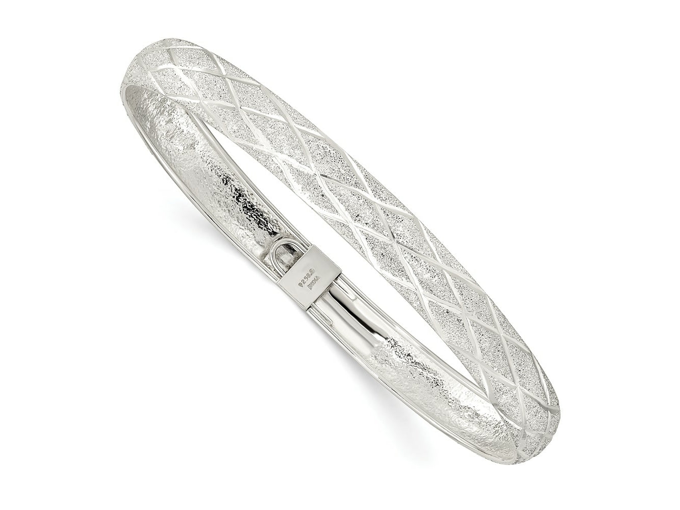 FJC Finejewelers 925 Sterling Silver Laser-cut X-Design Oval Flexible Bangle 7.5 mm