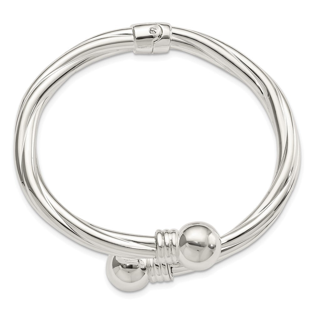 FJC Finejewelers 925 Sterling Silver Polished Twist Patterned Hinged Bangle 6.2 mm