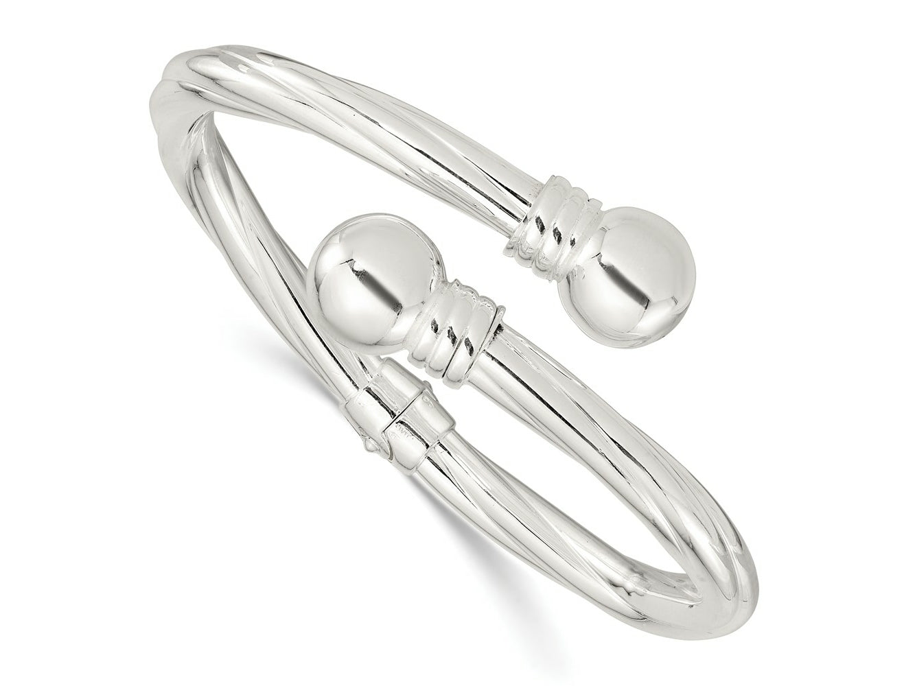 FJC Finejewelers 925 Sterling Silver Polished Twist Patterned Hinged Bangle 6.2 mm